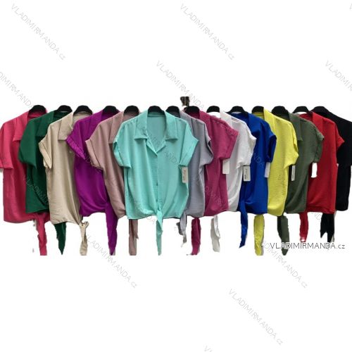 Košeľa klasik krátky rukáv dámska nadrozmer (44/46/48 ONE SIZE) TALIANSKA MÓDA IMC25256