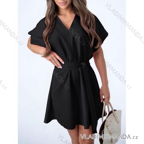 Šaty krátké elegantní krátký rukáv dámské (S/M/L ONE SIZE) ITALSKÁ MÓDA IMD25122