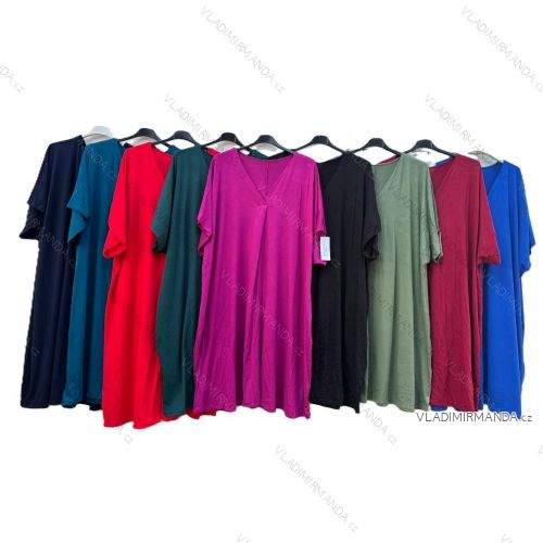 Šaty voľnočasové letné krátky rukáv dámske nadrozmer (54/56/58 ONE SIZE) TALIANSKA MÓDA IMD25126