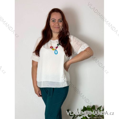 Tunika elegantní s přívěskem krátky rukáv dámska nadrozmer (46/48/50 ONE SIZE) TALIANSKA MÓDA IMSM25MILANO
