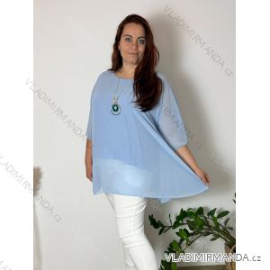 Tunika elegantní s přívěskem krátky rukáv dámska nadrozmer ENNA (54/56/58 ONE SIZE) TALIANSKA MÓDA IMSM25ENNA