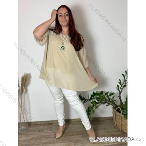 Tunika elegantní s přívěskem krátky rukáv dámska nadrozmer ENNA (54/56/58 ONE SIZE) TALIANSKA MÓDA IMSM25ENNA/DU