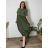 Šaty letné krátky rukáv dámske nadrozmer (46/48/50 ONE SIZE) TALIANSKA MÓDA IMSM25131/DU 48/50 zelená khaki