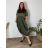 Šaty letné krátky rukáv dámske nadrozmer (46/48/50 ONE SIZE) TALIANSKA MÓDA IMSM25131/DU 48/50 zelená khaki