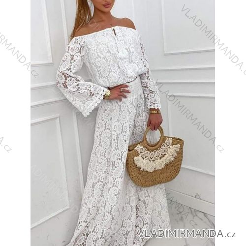 Súprava čipková tunika dlhý rukáv a nohavice dlhé dámske (XS/S/M ONE SIZE) TALIANSKA MÓDA IMWHP25626