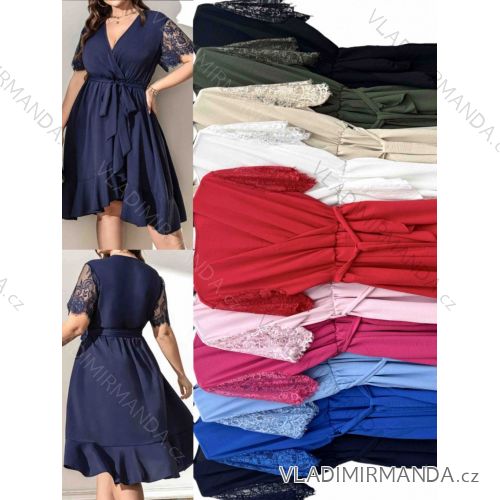 Šaty elegantný krátky rukáv dámske nadrozmer (42/44/46 ONE SIZE) TALIANSKA MÓDA IMWT25699