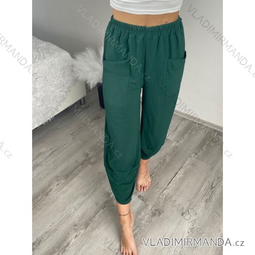 Nohavice letné dlhé oversize dámske ELENA (S/M/L ONE SIZE) TALIANSKA MÓDA IMD24130/DUR smaragdová S/M/L