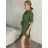 Šaty košeľové sťahovacie 3/4 dlhý rukáv dámske (S/M/L ONE SIZE) TALIANSKA MÓDA IMC25166/DUR khaki S/M/L