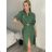 Šaty košeľové s opaskom 3/4 dlhý rukáv dámske MILANO (XS/S/M ONE SIZE) TALIANSKA MÓDA IMD25102/DUR S / M zelená khaki