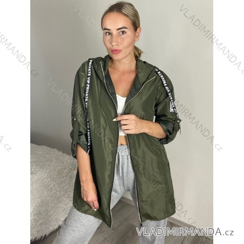 Bunda s kapucňou dámske nadrozmer (40/42/44 ONE SIZE) TALIANSKA MÓDA IM425BARI/DR 40/42 zelená khaki