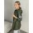Bunda s kapucňou dámske nadrozmer (40/42/44 ONE SIZE) TALIANSKA MÓDA IM425BARI/DR 40/42 zelená khaki