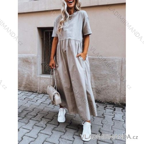 Šaty dlhé letné krátky rukáv dámske (S/M/L ONE SIZE) TALIANSKA MÓDA IMWAD25739