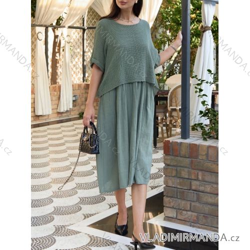 Šaty dlhé letné krátky rukáv dámske (S/M/L ONE SIZE) TALIANSKA MÓDA IMWAD25740