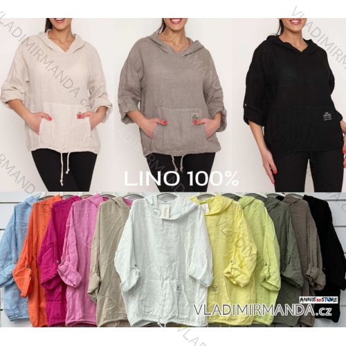 Tunika s kapucňou 3/4 dlhý rukáv dámska (S/M/L ONE SIZE) TALIANSKA MÓDA IMWAD25748