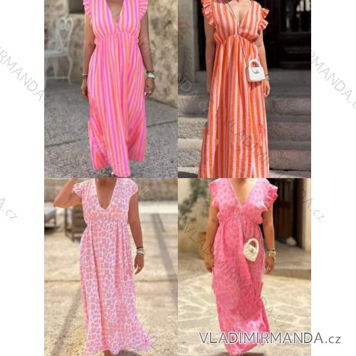 Šaty dlhé letné krátky rukáv mušelín dámske (S/M/L ONE SIZE) TALIANSKA MÓDA IMWHP25754