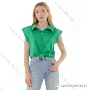 Košeľa krátký rukáv saténová dámska (S/M ONE SIZE) TALIANSKA MÓDA IMM24U9370