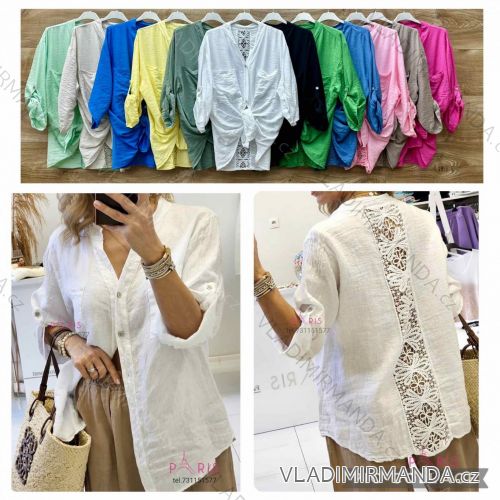 Košeľa klasik čipková 3/4 dlhý rukáv dámska (S/M/L ONE SIZE) TALIANSKA MÓDA IMWBL25772