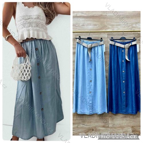 Sukňa dlhá riflová s opaskom dámska (S/M/L ONE SIZE) TALIANSKA MÓDA IMWBL25774