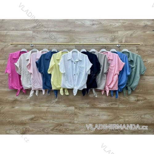 Košeľa klasik mušelín krátky rukáv dámska (S/M/L ONE SIZE) TALIANSKA MÓDA IMWBL25780