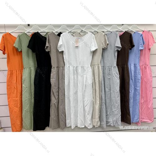 Šaty dlhé krátky rukáv dámske (S/M/L ONE SIZE) TALIANSKA MÓDA IMWCP25801