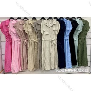 Šaty dlhé košeľové krátky rukáv dámske (S/M/L ONE SIZE) TALIANSKA MÓDA IMWCP25802
