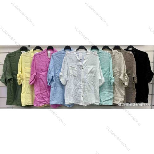 Tunika košeľová krátky rukáv dámska (S/M/L ONE SIZE) TALIANSKA MÓDA IMWCP25811