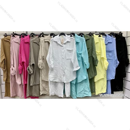 Súprava mušelín košele dlhý rukáv a nohavice dámske (S/M/L ONE SIZE) TALIANSKA MÓDA IMWCP25819