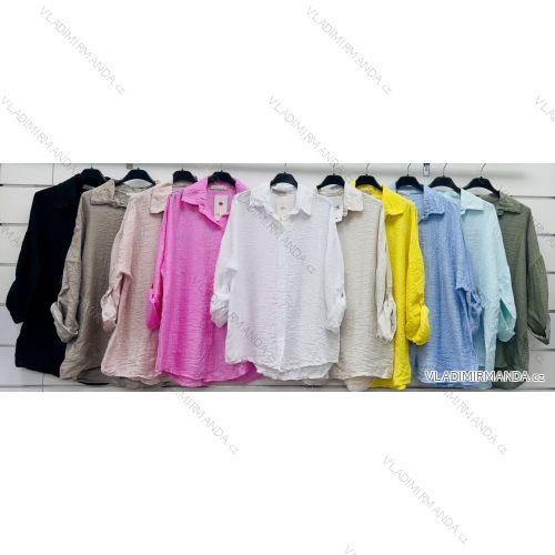 Tunika košeľová dlhý rukáv dámska (S/M/L ONE SIZE) TALIANSKA MÓDA IMWCP25822