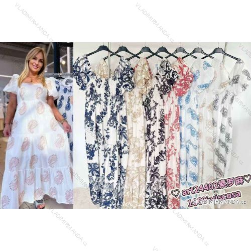 Šaty dlhé krátky rukáv dámske (S/M/L ONE SIZE) TALIANSKA MÓDA IMWCP25823