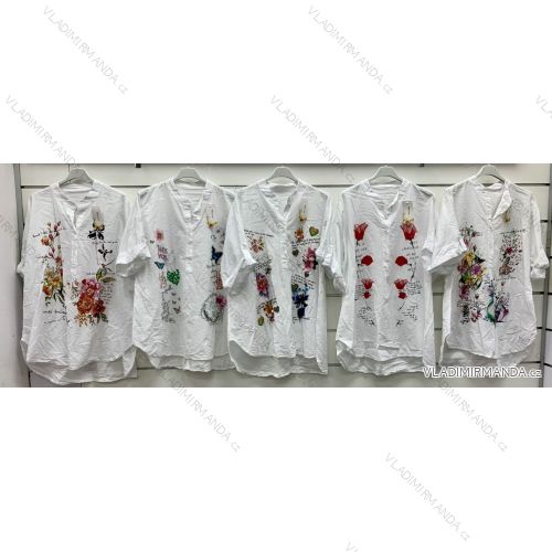 Tunika košeľová dlhý rukáv dámska (S/M/L ONE SIZE) TALIANSKA MÓDA IMWCP25832