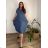 Šaty oversize letný krátky rukáv dámske nadrozmer (52/54/56 ONE SIZE) TALIANSKA MÓDA IM425173/DU 52/54 modrá