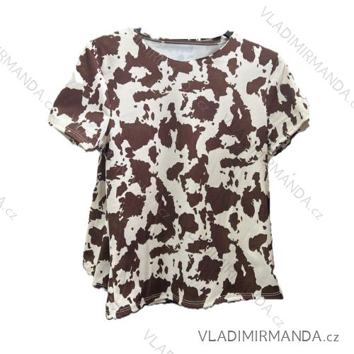 Tričko krátky rukáv cowprint dámske (XS/S/M ONE SIZE) TALIANSKA MÓDA IMM25M40797