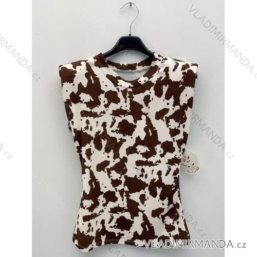 Tričko top bez rukávov cowprint dámske (XS/S/M ONE SIZE) TALIANSKA MÓDA IMM25M40800