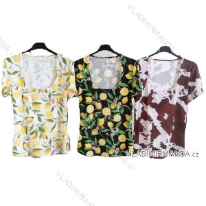 Tričko citrónky lemon cowprint krátky rukáv dámske (XS/S/M ONE SIZE) IMM25M1108