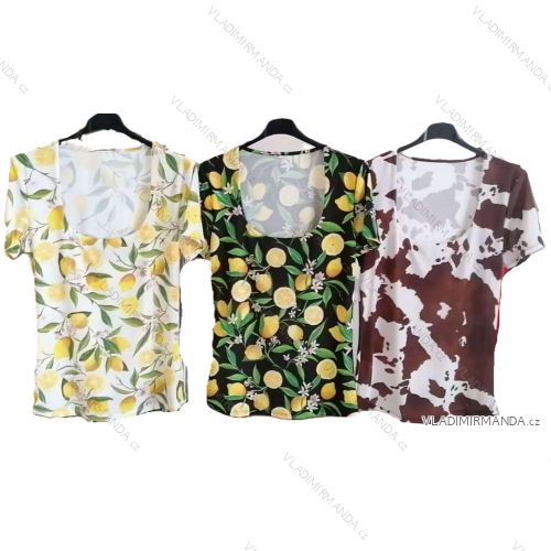 Tričko citrónky lemon cowprint krátky rukáv dámske (XS/S/M ONE SIZE) IMM25M1108