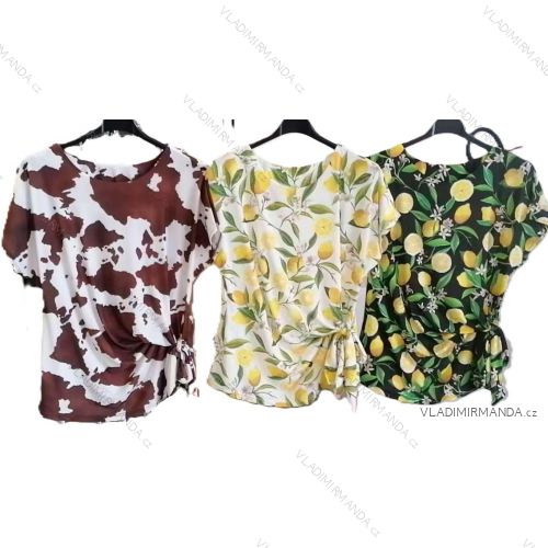 Tričko citrónky lemon cowprint krátky rukáv dámske (S/M/L ONE SIZE) IMM25M5256