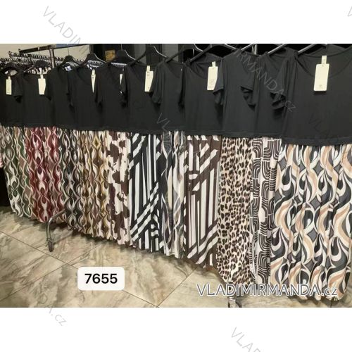 Šaty dlhé elegantný letný krátky rukáv dámske nadrozmer (42/44/46 ONE SIZE) TALIANSKA MÓDA IMM25M7655