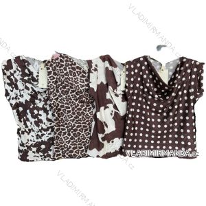 Tričko crowprint, leopardie a bodka krátky rukáv dámske (XS/S/M ONE SIZE) TALIANSKA MÓDA IMM25M4415