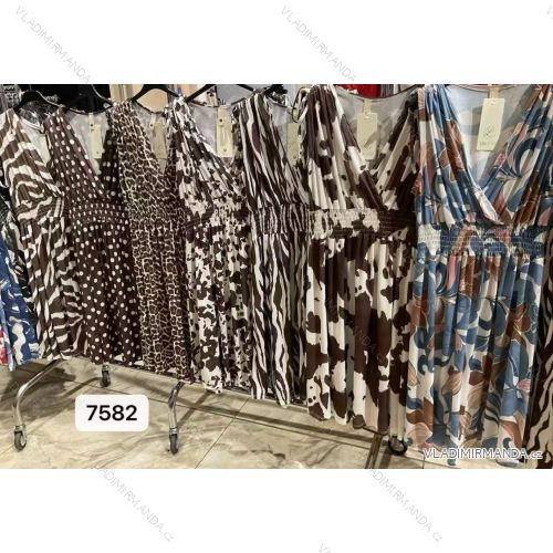 Šaty letné icecool crowprint, leopardie a bodka bez rukávov dámske (S/M/L ONE SIZE) TALIANSKA MÓDA IMM25M7582