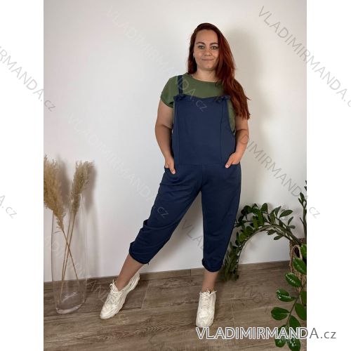 Nohavice teplákové dlhé s trakmi dámske nadrozměr DORA (44/46/48 ONE SIZE) TALIANSKA MÓDA IMHMM246580/DUR 46/48 tmavo modrá