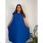 Šaty dlhé oversize elegantní plisované krátky rukáv dámske nadrozmer EMILIA (42/44/46 ONE SIZE) TALIANSKA MÓDA IM425EMILIA/DR  růžová fuchsiová