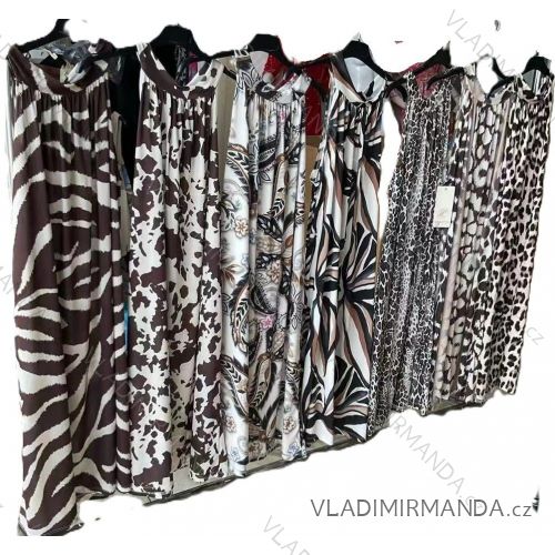 Šaty dlouhé eleganntí  icecool cowprint a leopardie bez rukávov dámske (S/M/L ONE SIZE) TALIANSKA MÓDA IMM25M84269