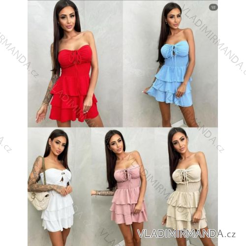 Šaty krátke elegantný carmen cez prsia dámske (XS/S/M ONE SIZE) TALIANSKA MÓDA IMM25M33670