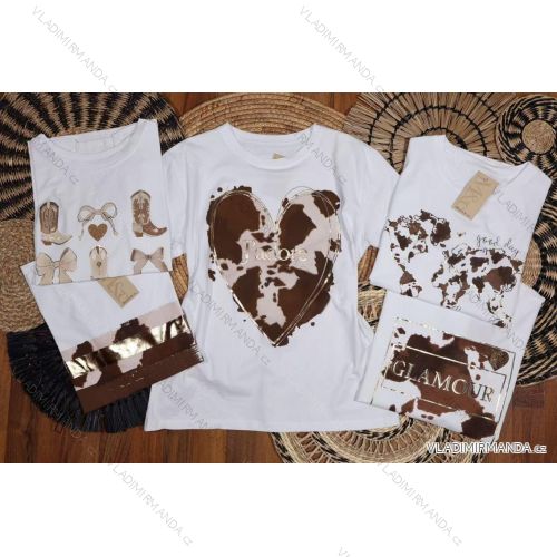 Tričko crowprint krátky rukáv dámske (S/M/L ONE SIZE) TALIANSKA MÓDA IMM25M299