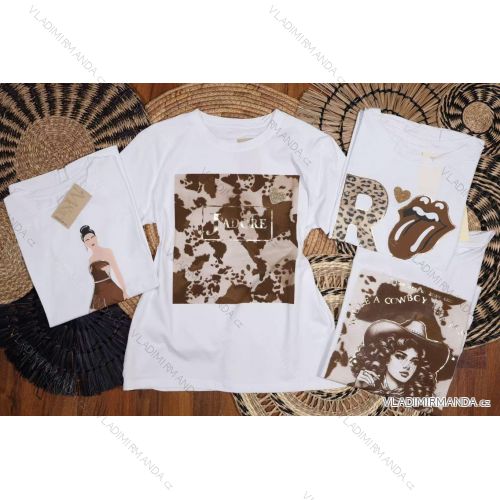 Tričko crowprint krátky rukáv dámske (S/M/L ONE SIZE) TALIANSKA MÓDA IMM25M299B