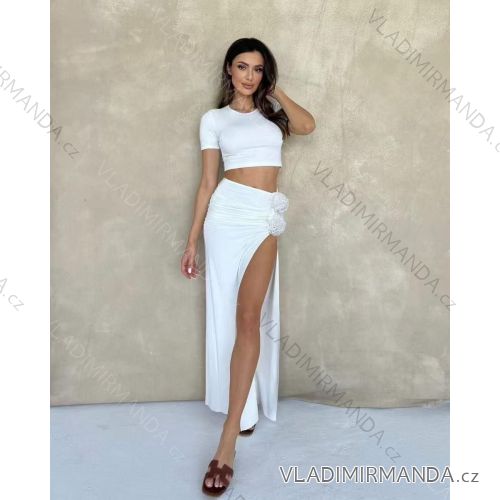 Súprava elegantné tričko krátky rukáv a sukňa dlhá dámske (XS/S/M ONE SIZE) TALIANSKA MÓDA IMM25M0320