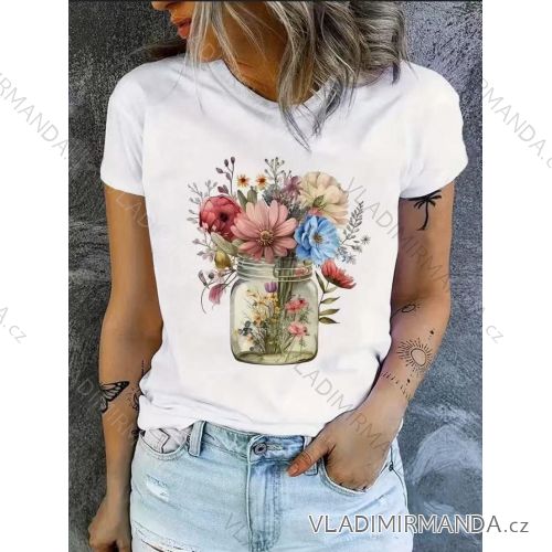 Tričko krátky rukáv dámske nadrozmer (L-2XL ONE SIZE) TALIANSKA MÓDA IMM25M917