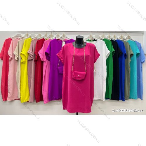 Šaty voľnočasové letné oversize s kabelkou krátky rukáv dámske nadrozmer (50/52/54 ONE SIZE) TALIANSKA MÓDA IM425282