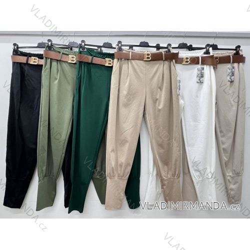 Nohavice elegantné s opaskom dámske nadrozmer (46/48/50 ONE SIZE) TALIANSKA MÓDA IM425294