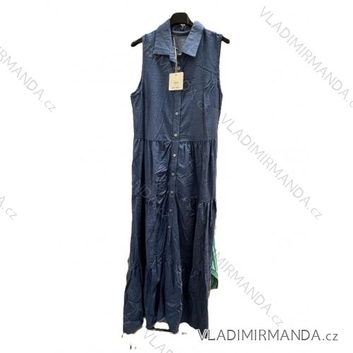 Šaty dlhé košeľové letné bez rukávu dámske (XS/S/M ONE SIZE) TALIANSKA MÓDA IMM25M18112